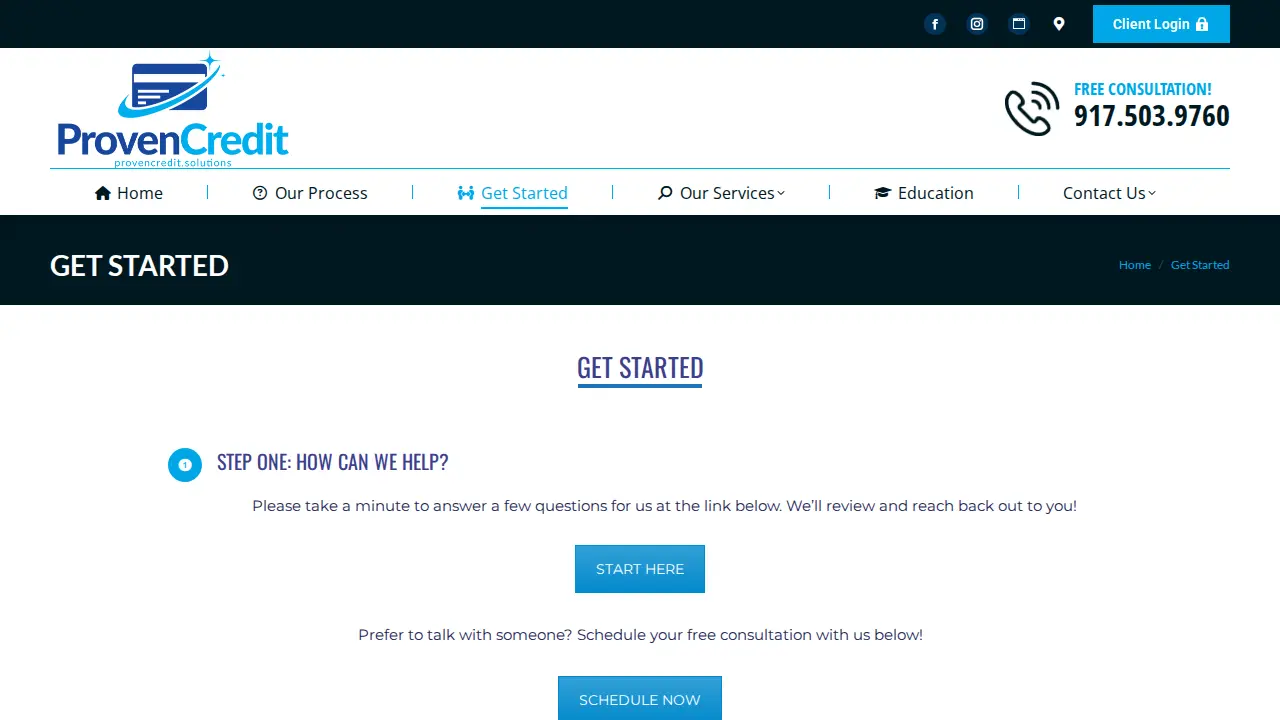 Proven Credit Solutions page