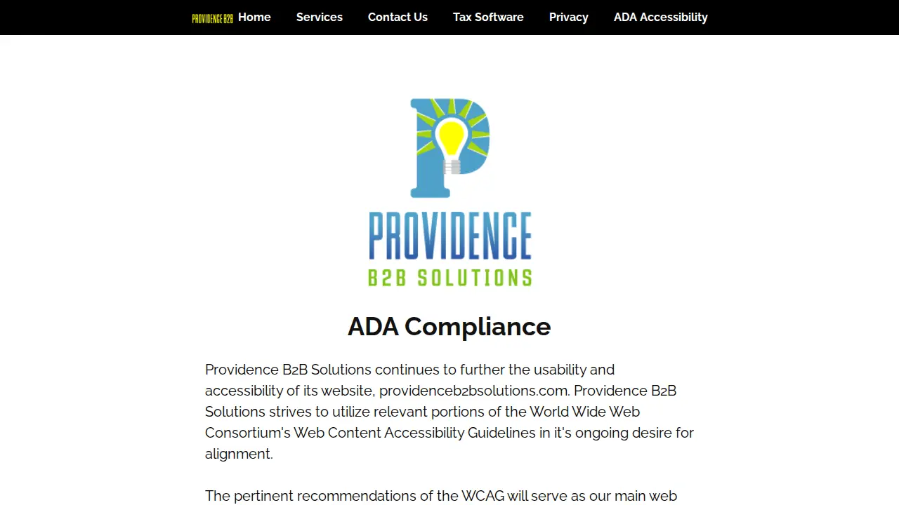 Providence Business Solutions page