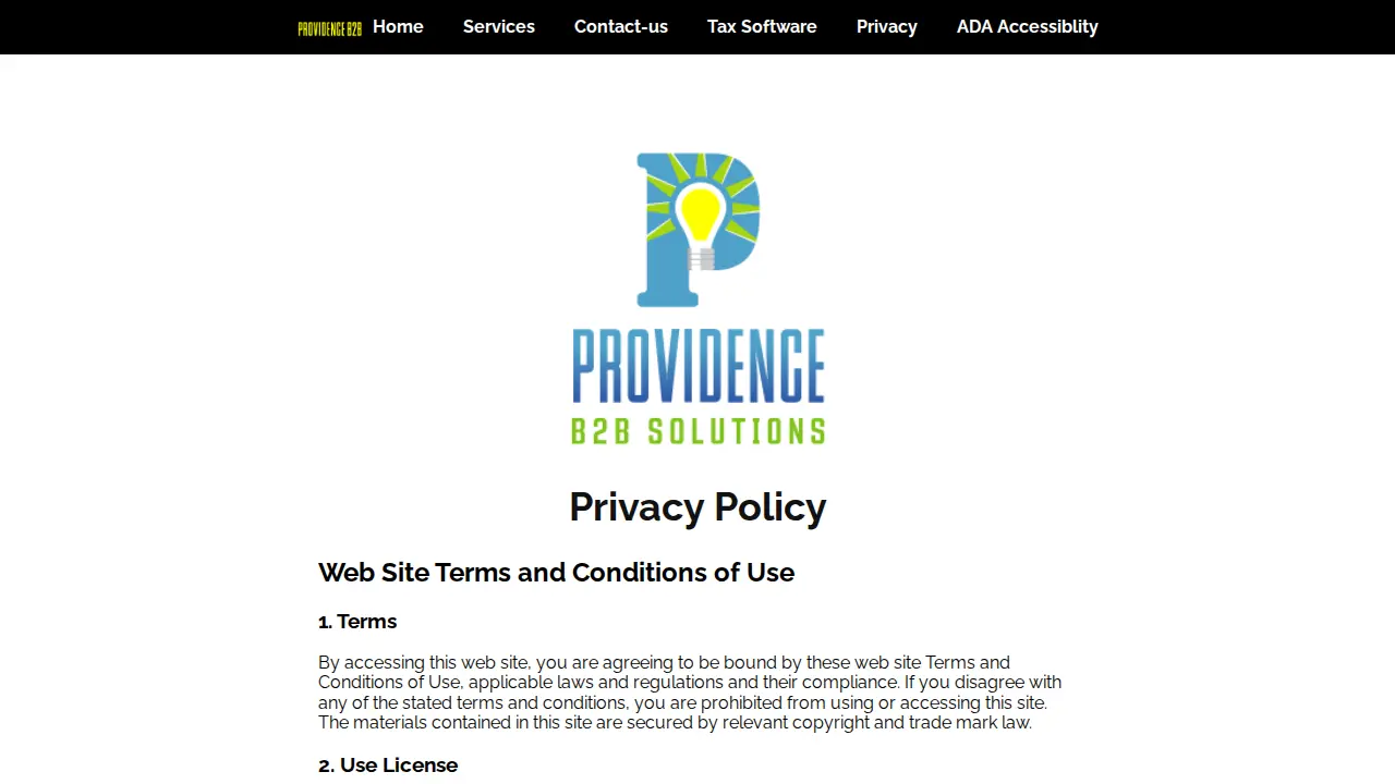 Providence Business Solutions page