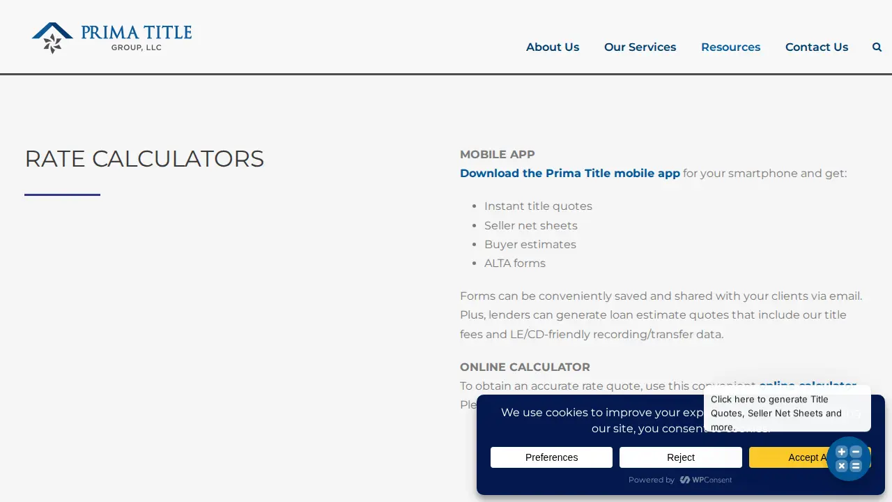 Prima Title Group, LLC page