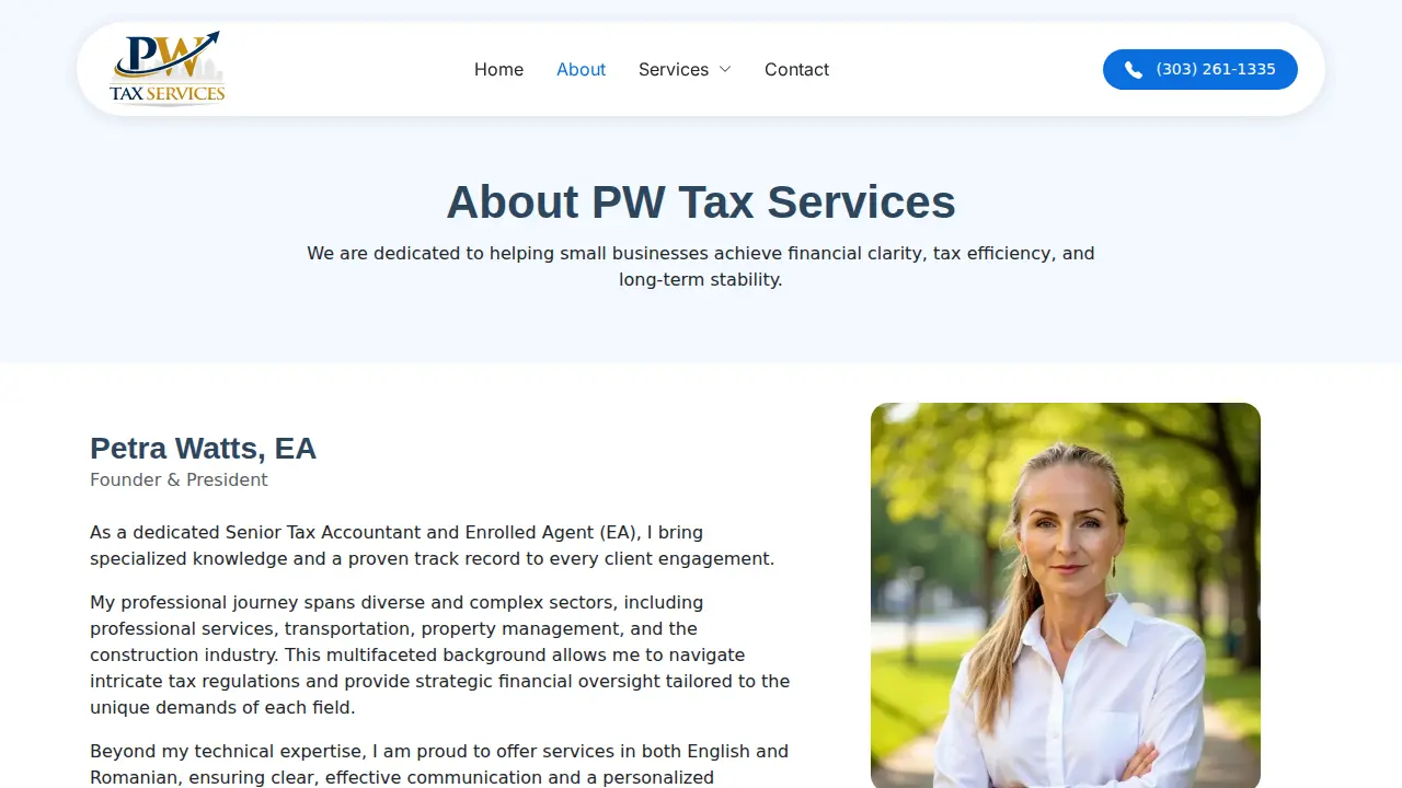 PW Tax Services page
