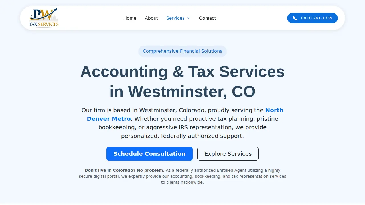 PW Tax Services page