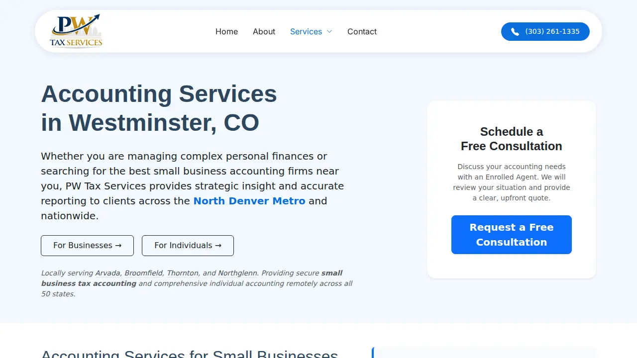 PW Tax Services page
