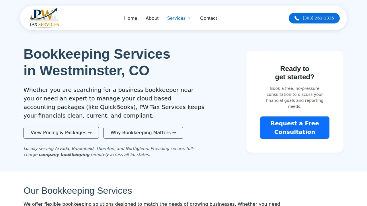 PW Tax Services page