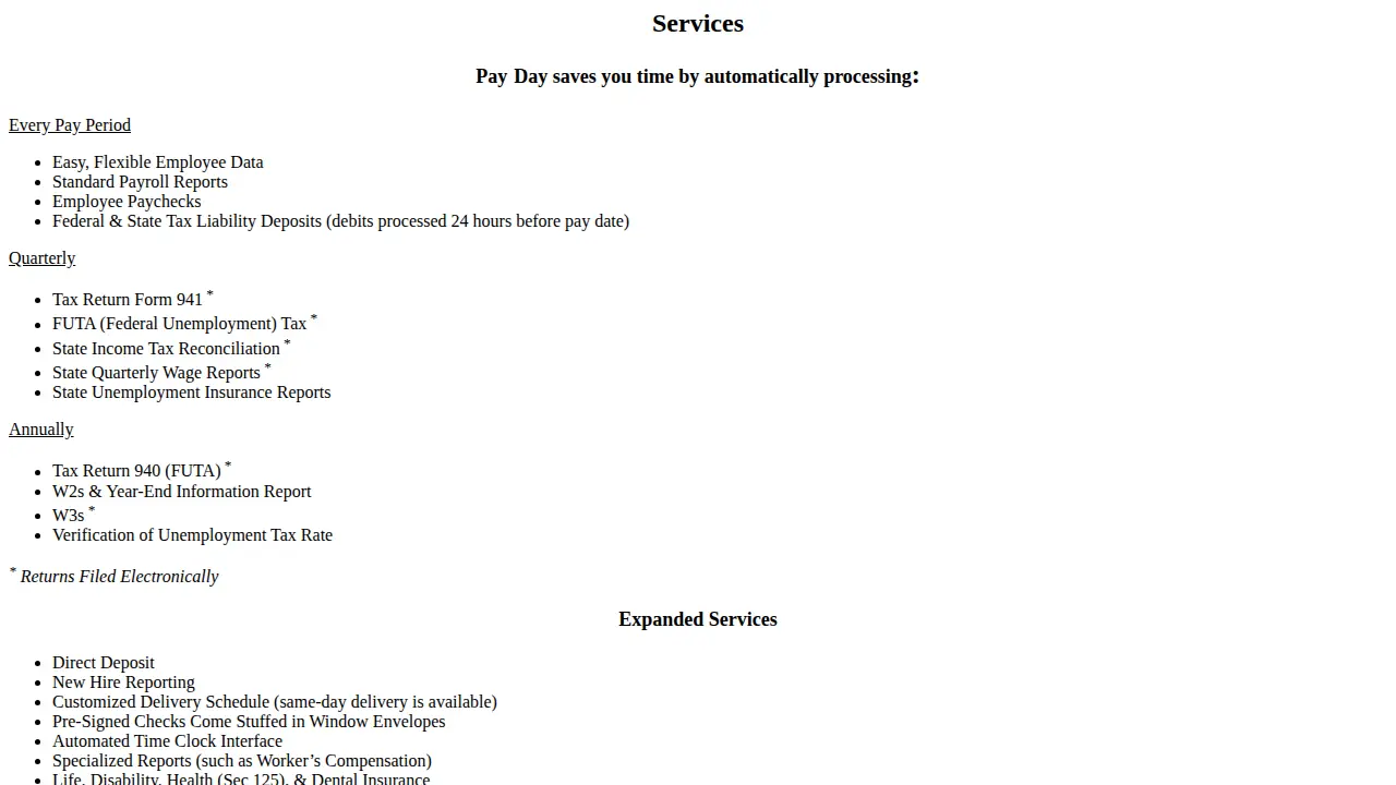 Pay Day, Inc. page