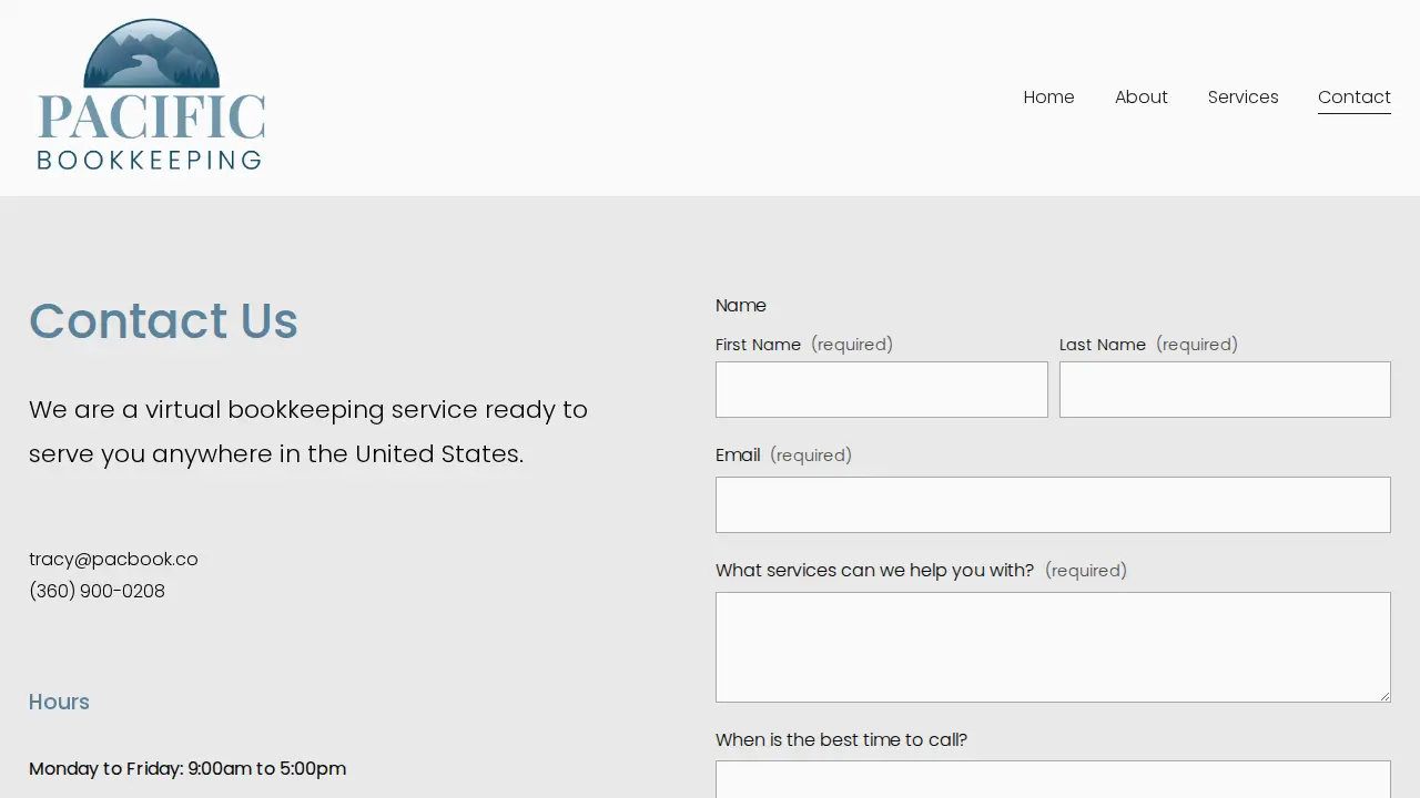 Pacific Bookkeeping page
