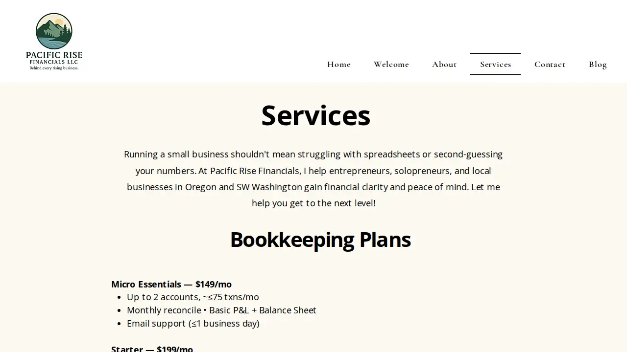 Pacific Rise Financials page