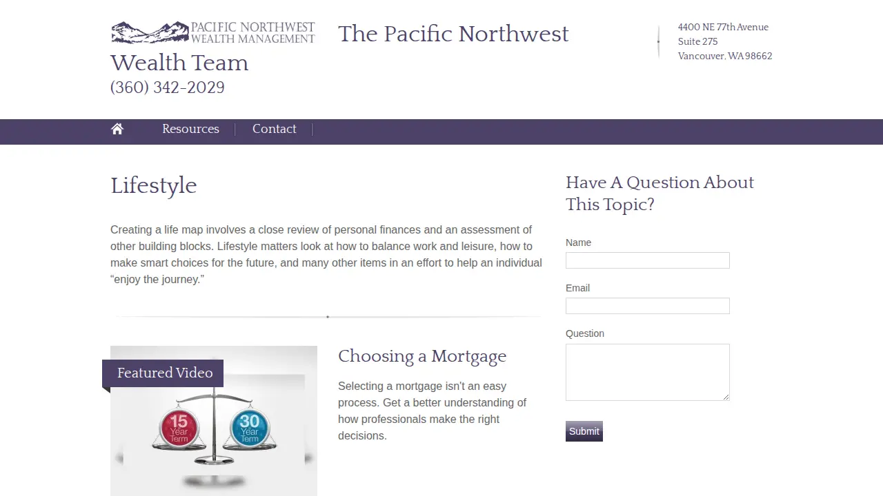 Pacific Northwest Wealth Management page