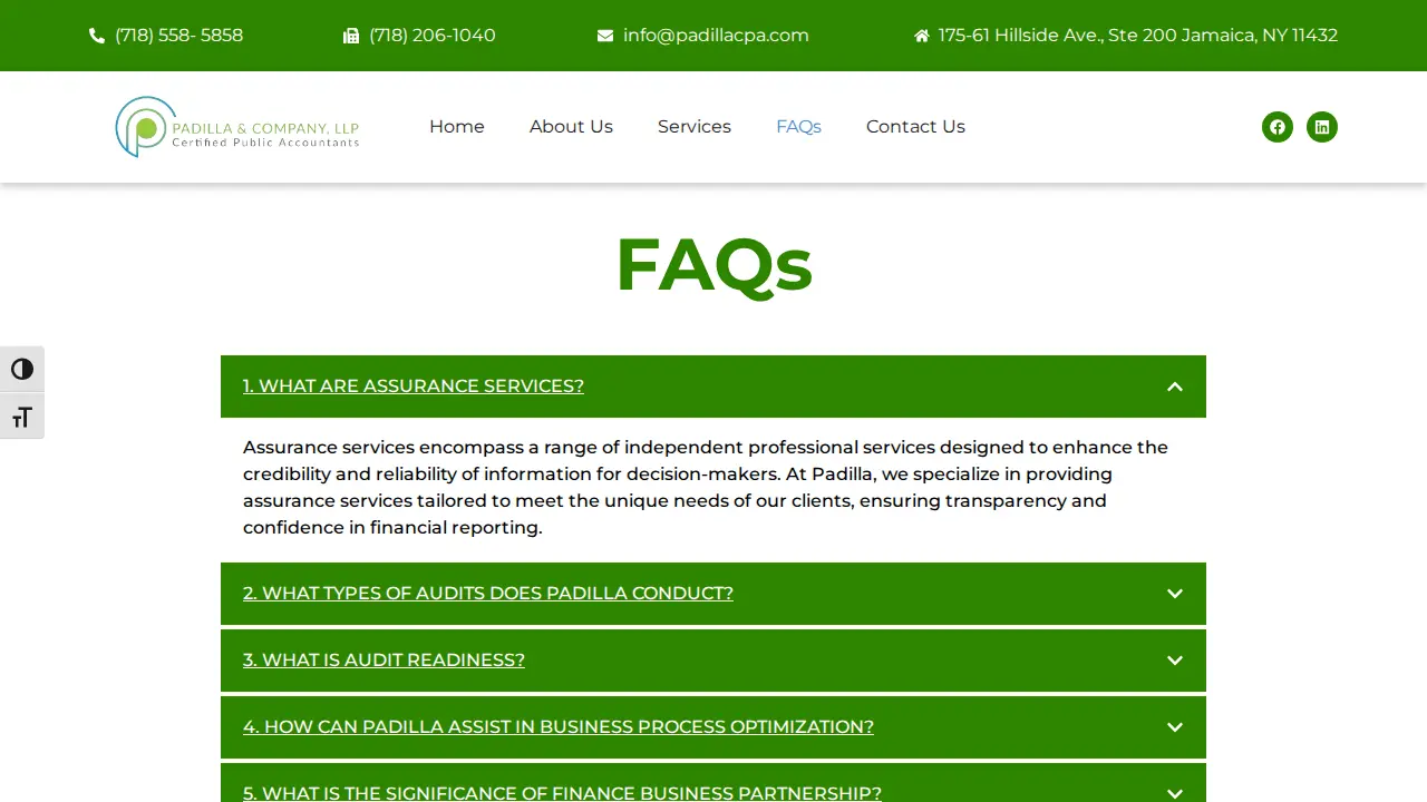 Padilla & Co LLP page