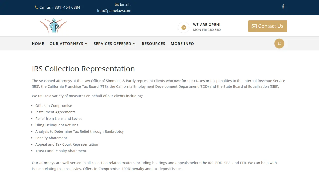 Simmons & Purdy Law Office page