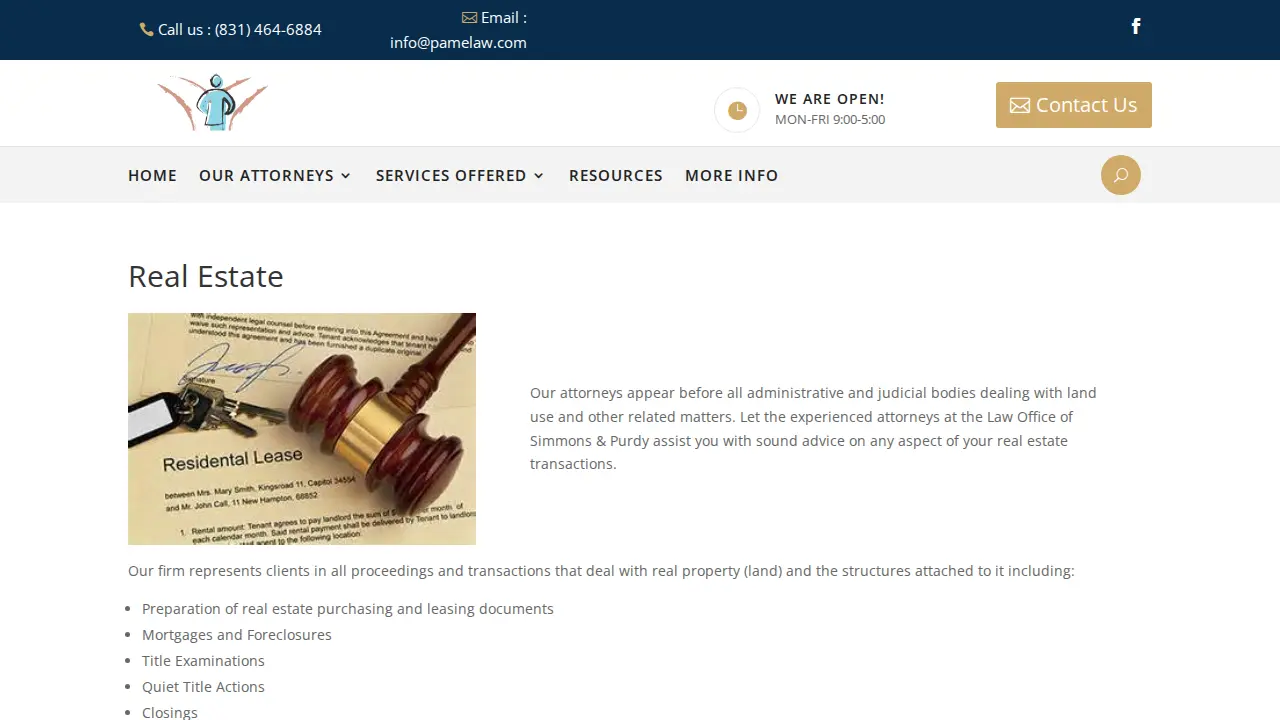 Simmons & Purdy Law Office page
