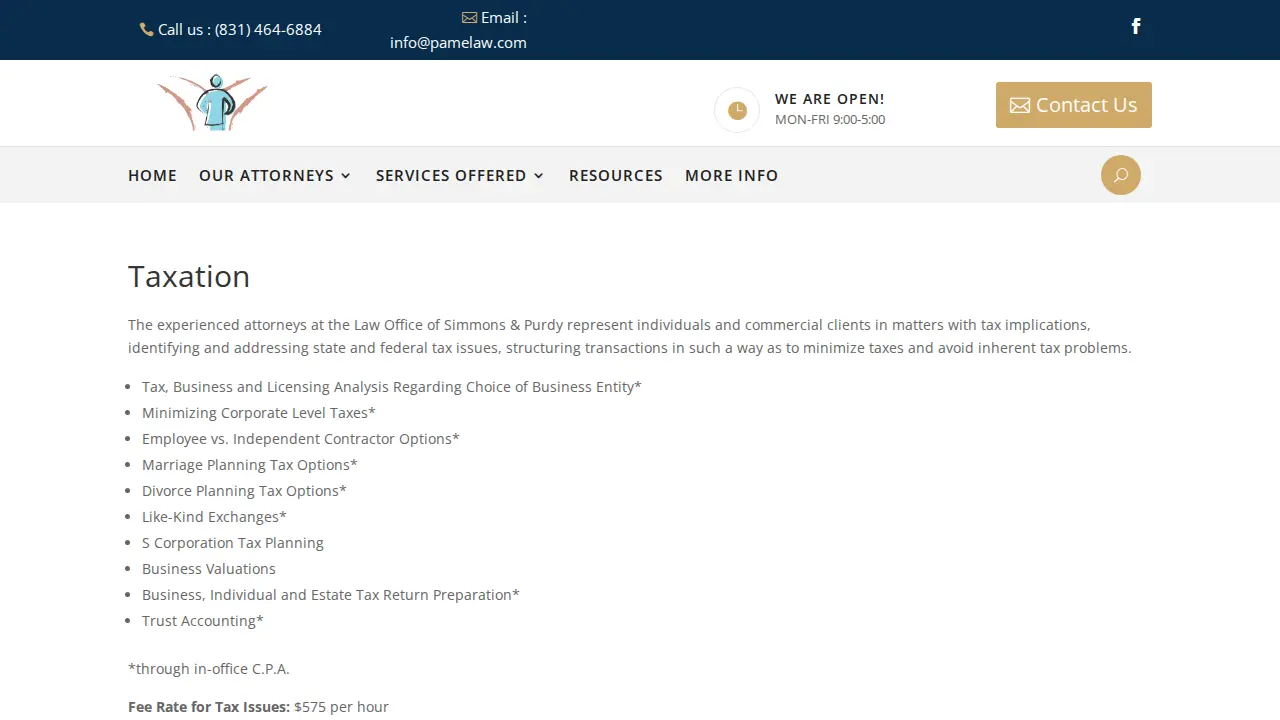Simmons & Purdy Law Office page