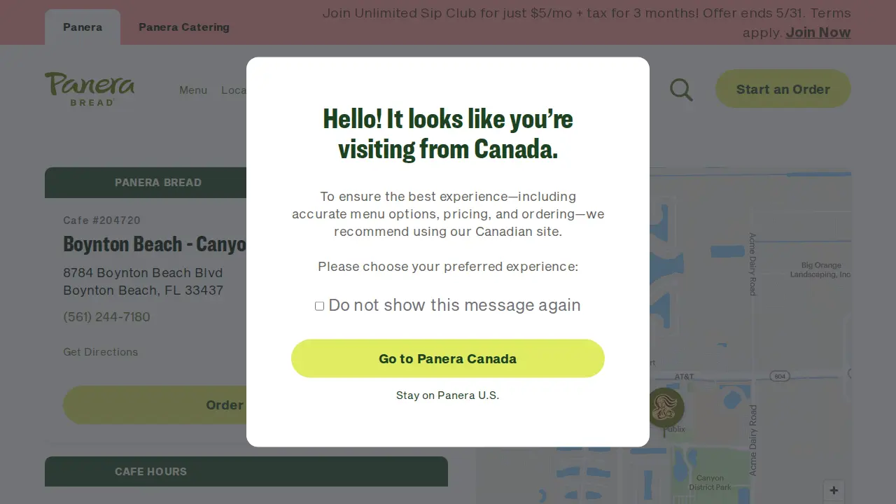 Panera Bread website