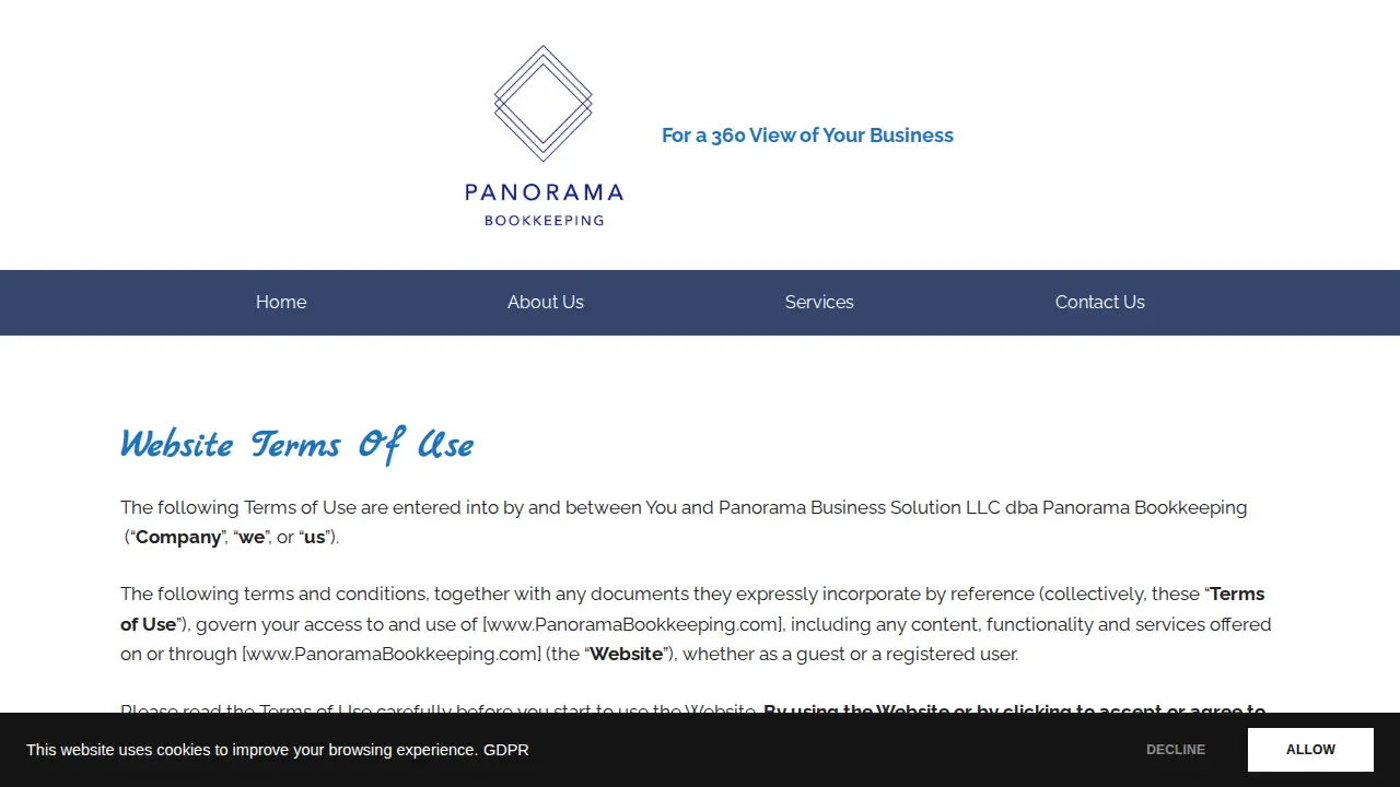 Panorama Bookkeeping page