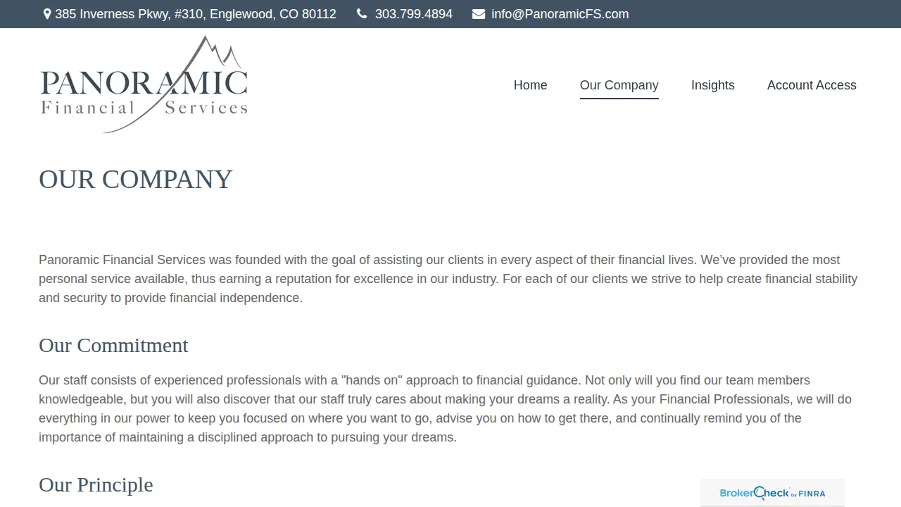 Panoramic Financial Services page
