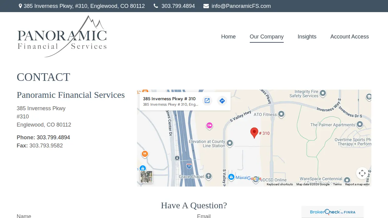 Panoramic Financial Services page