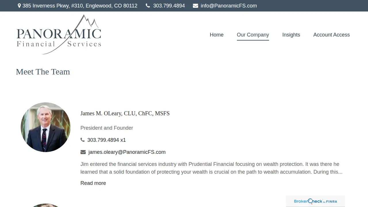 Panoramic Financial Services page