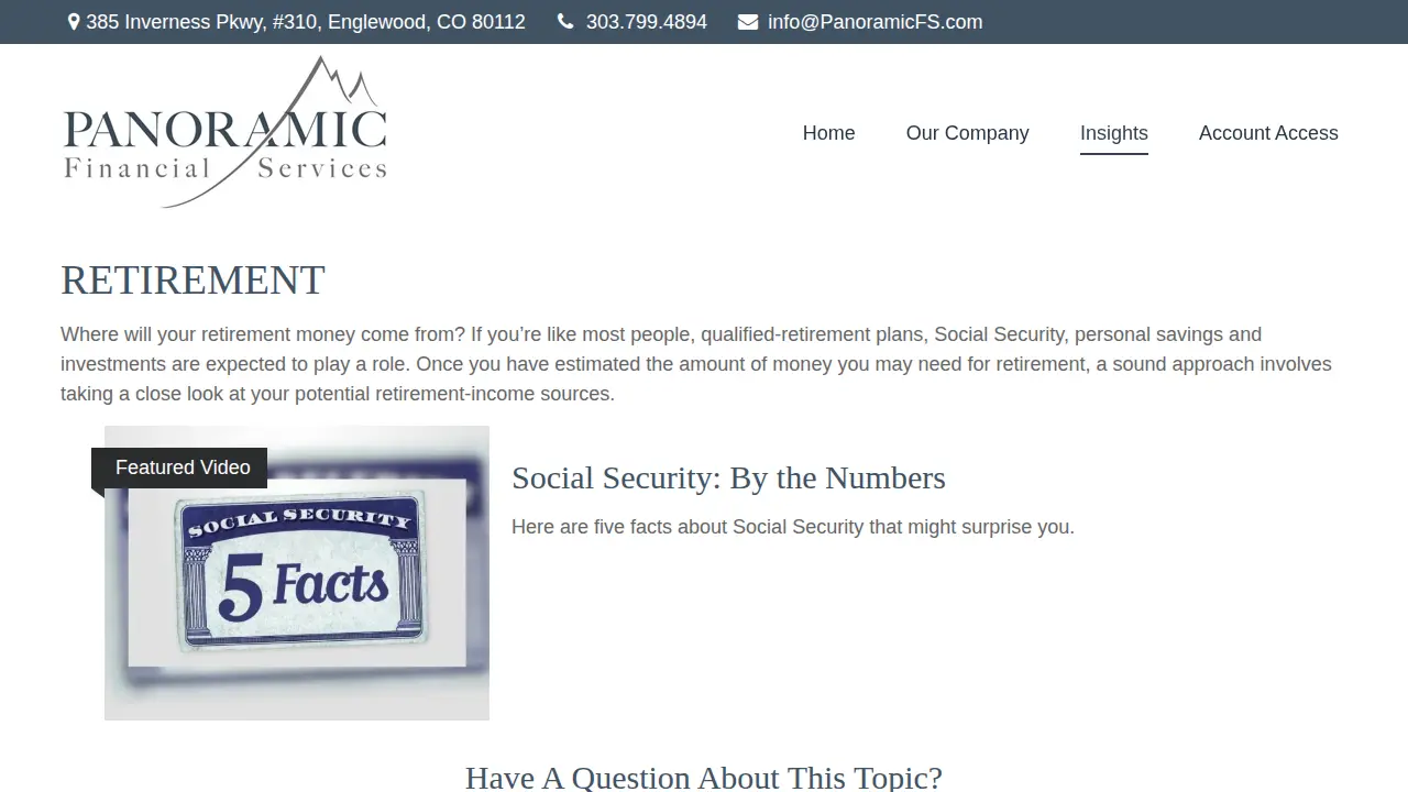 Panoramic Financial Services page