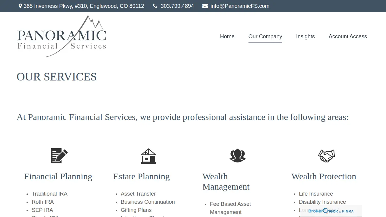 Panoramic Financial Services page