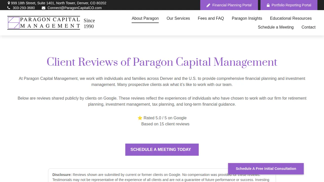 Paragon Capital Management page