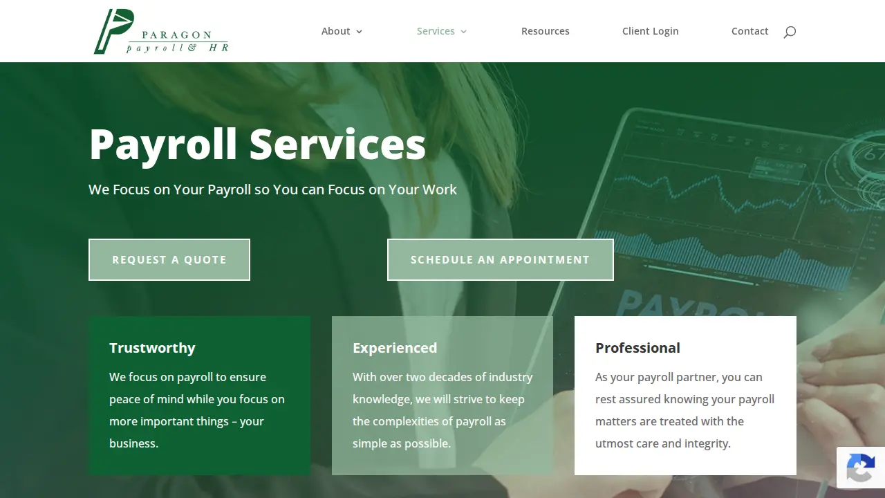 Paragon Payroll & HR page