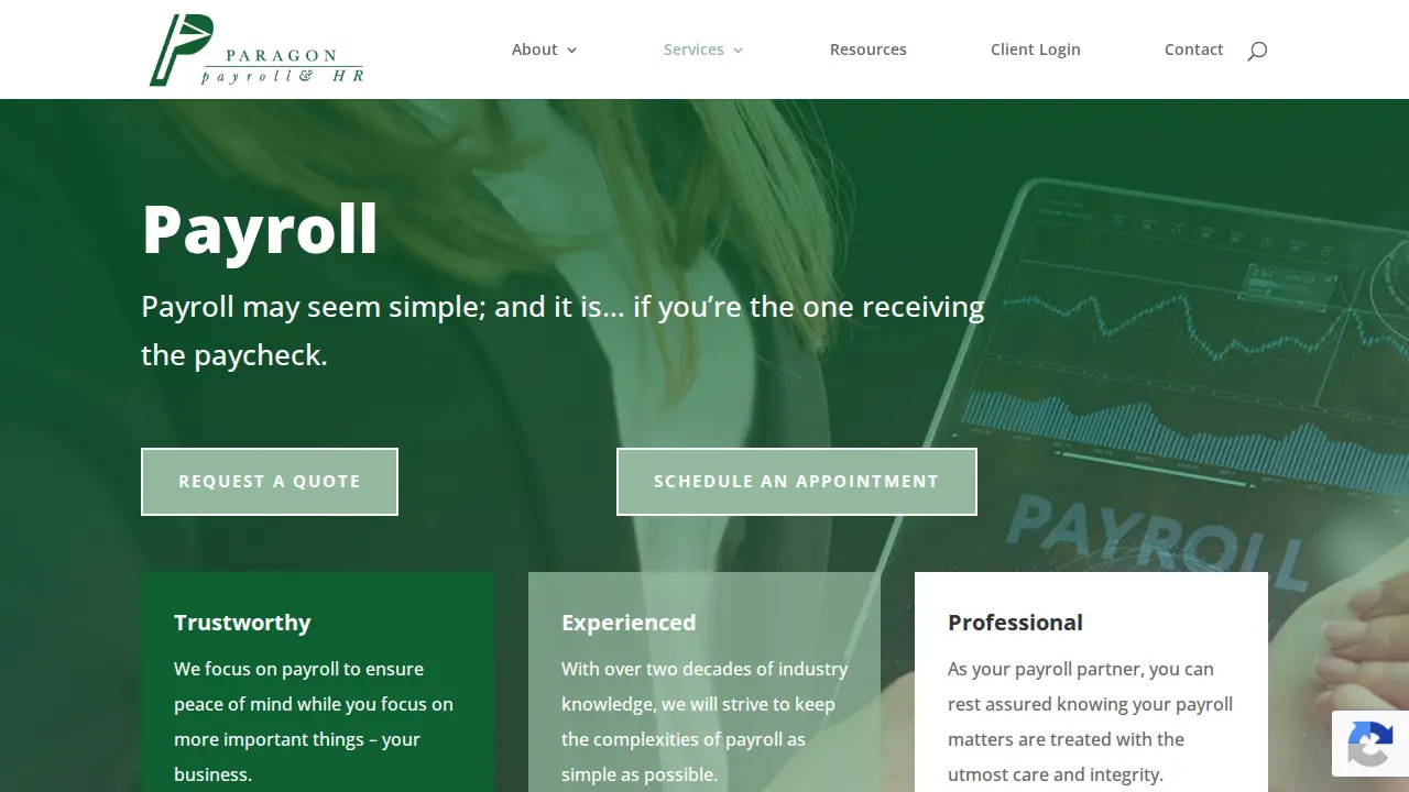 Paragon Payroll & HR page