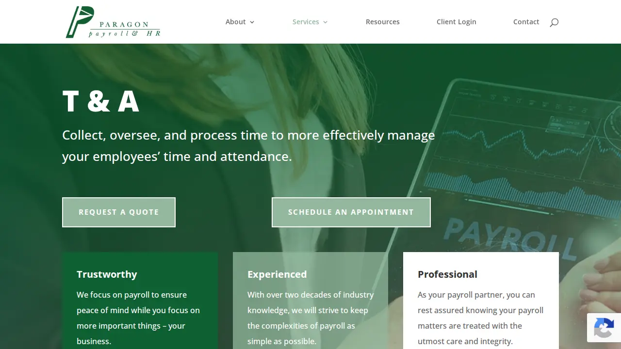Paragon Payroll & HR page