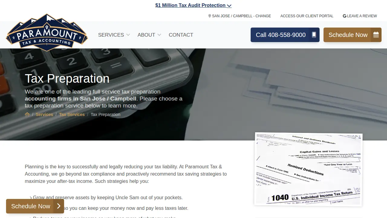 Paramount Tax & Acctg - Los Gatos page