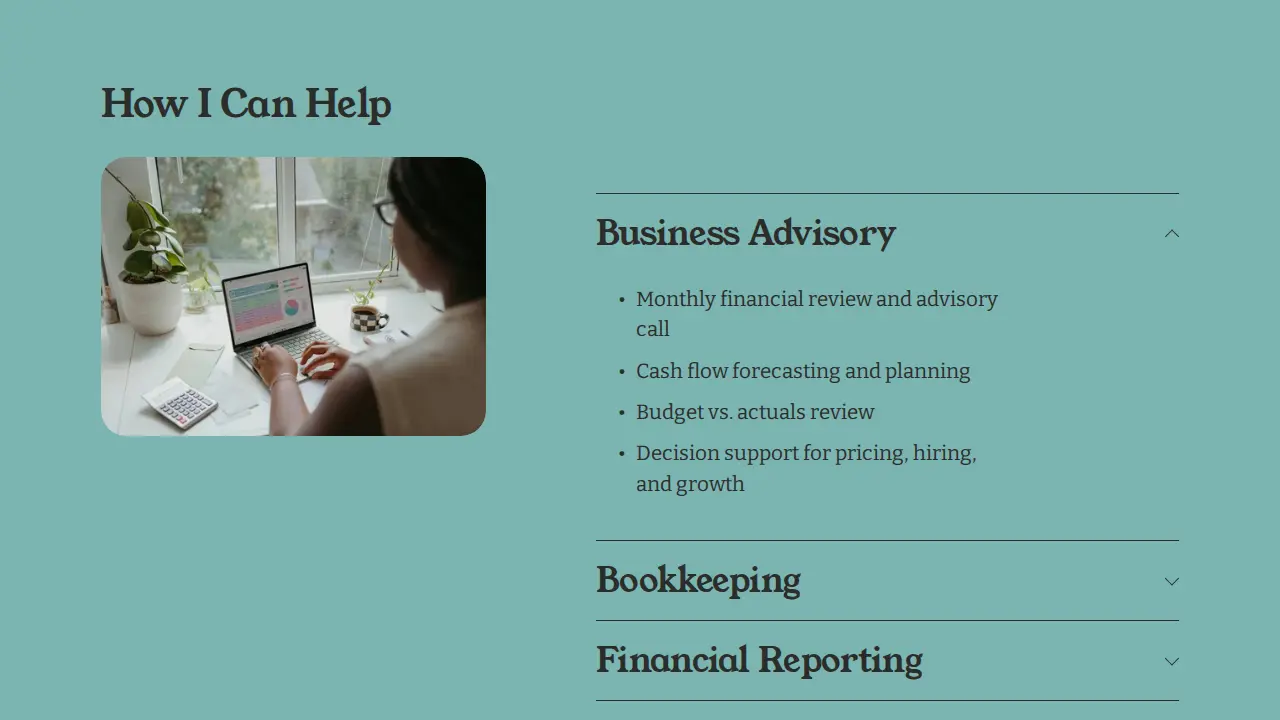 Parker Bookkeeping page