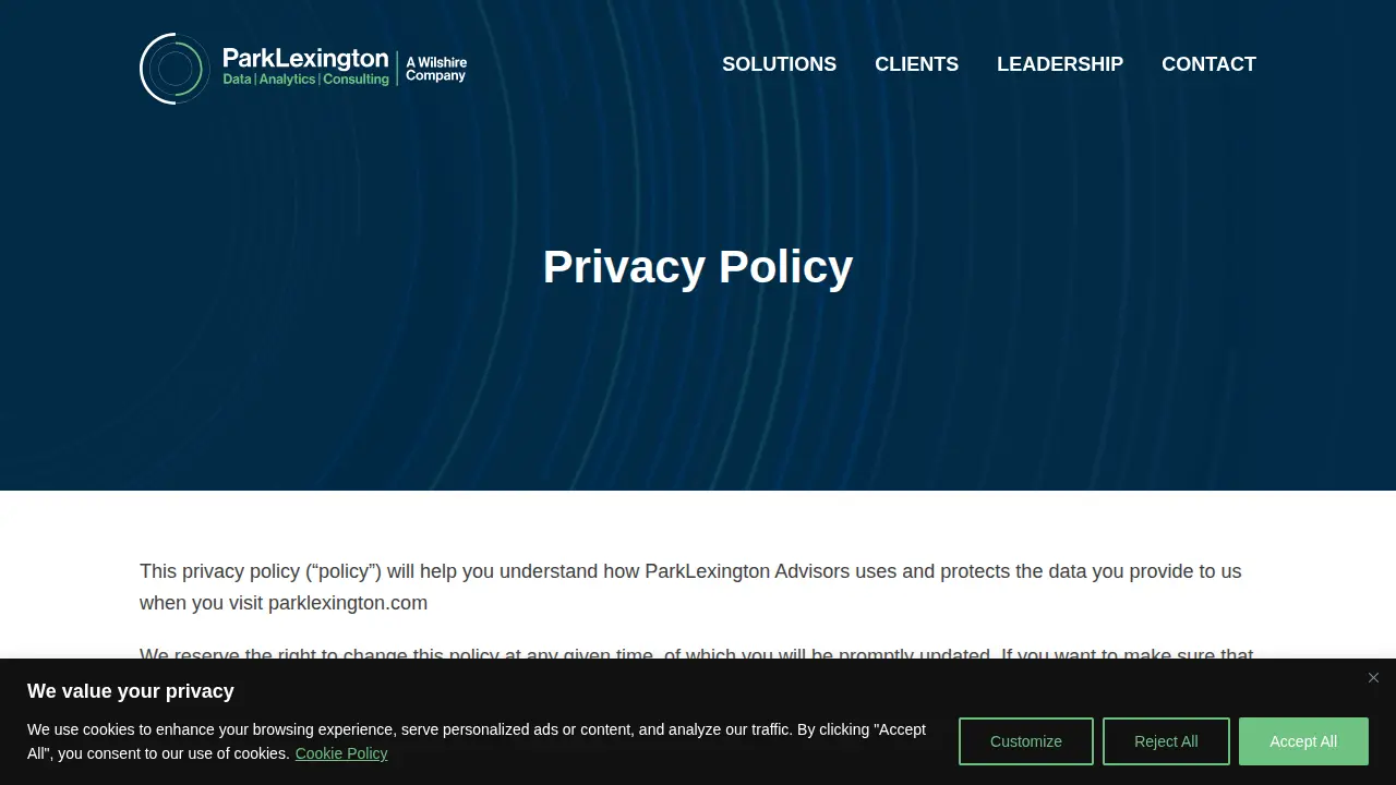 ParkLexington Advisors page