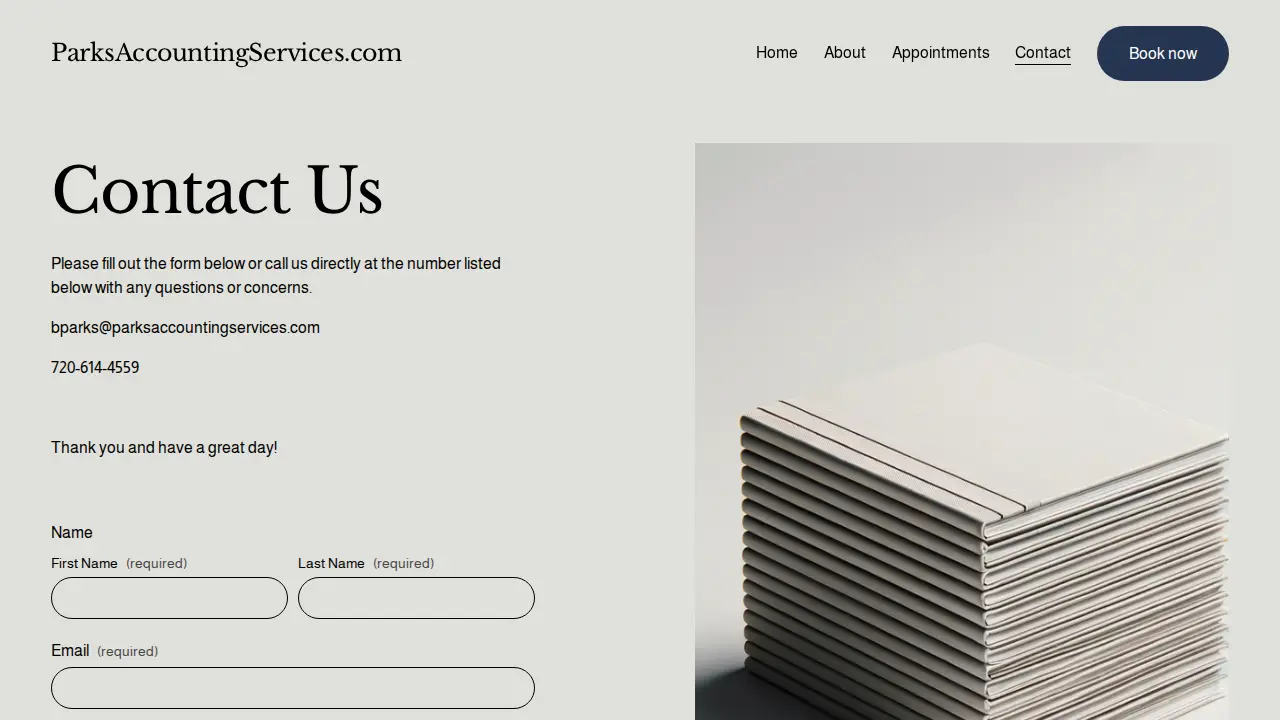 Parks Accounting Services page