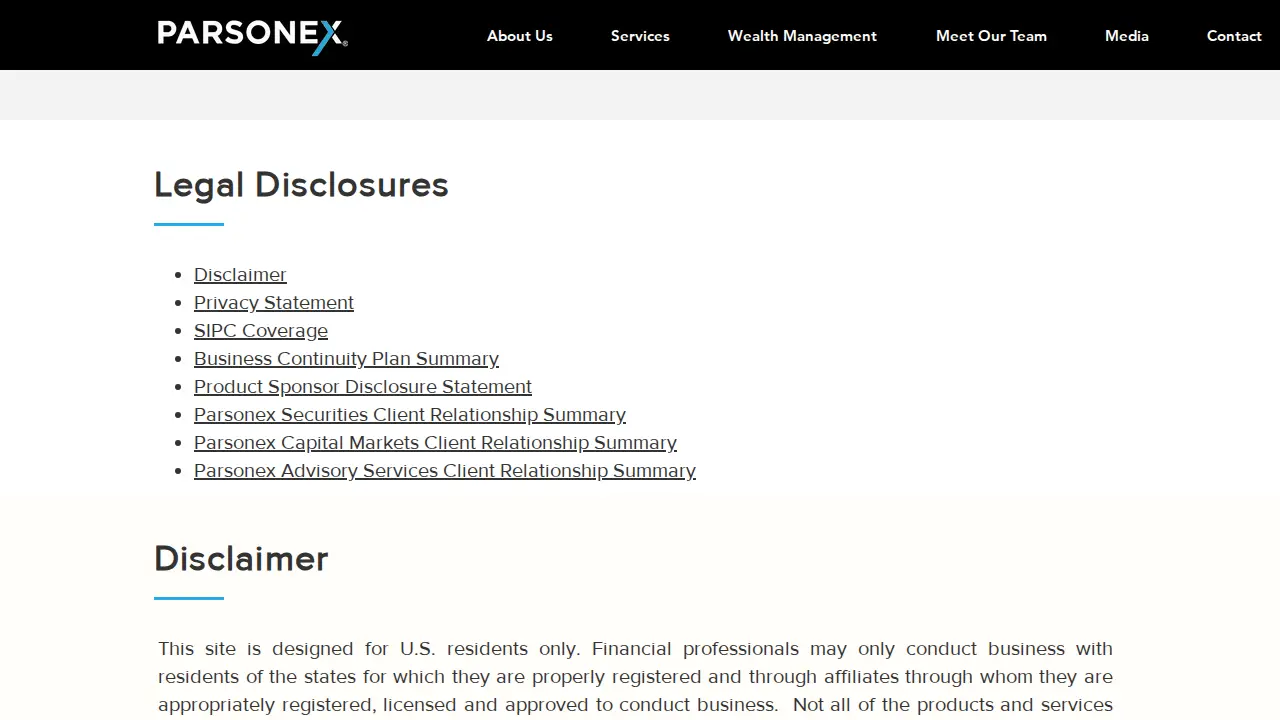 Parsonex Securities page