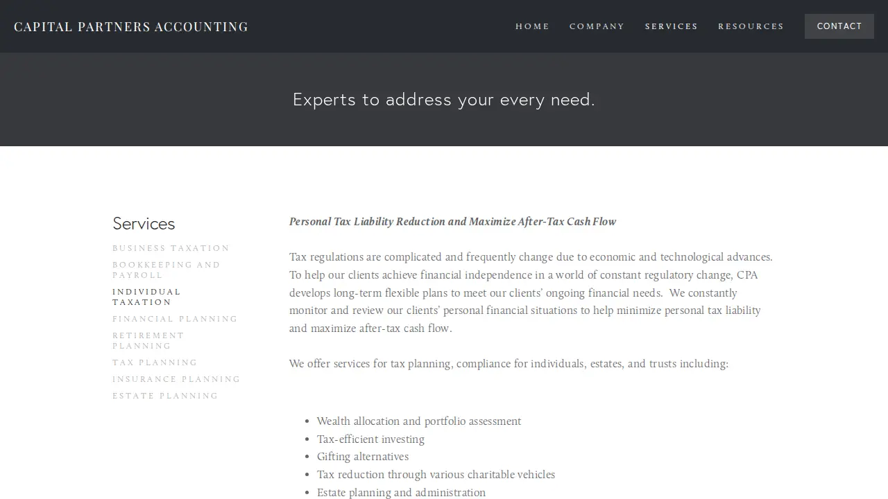 Capital Partners Accounting page