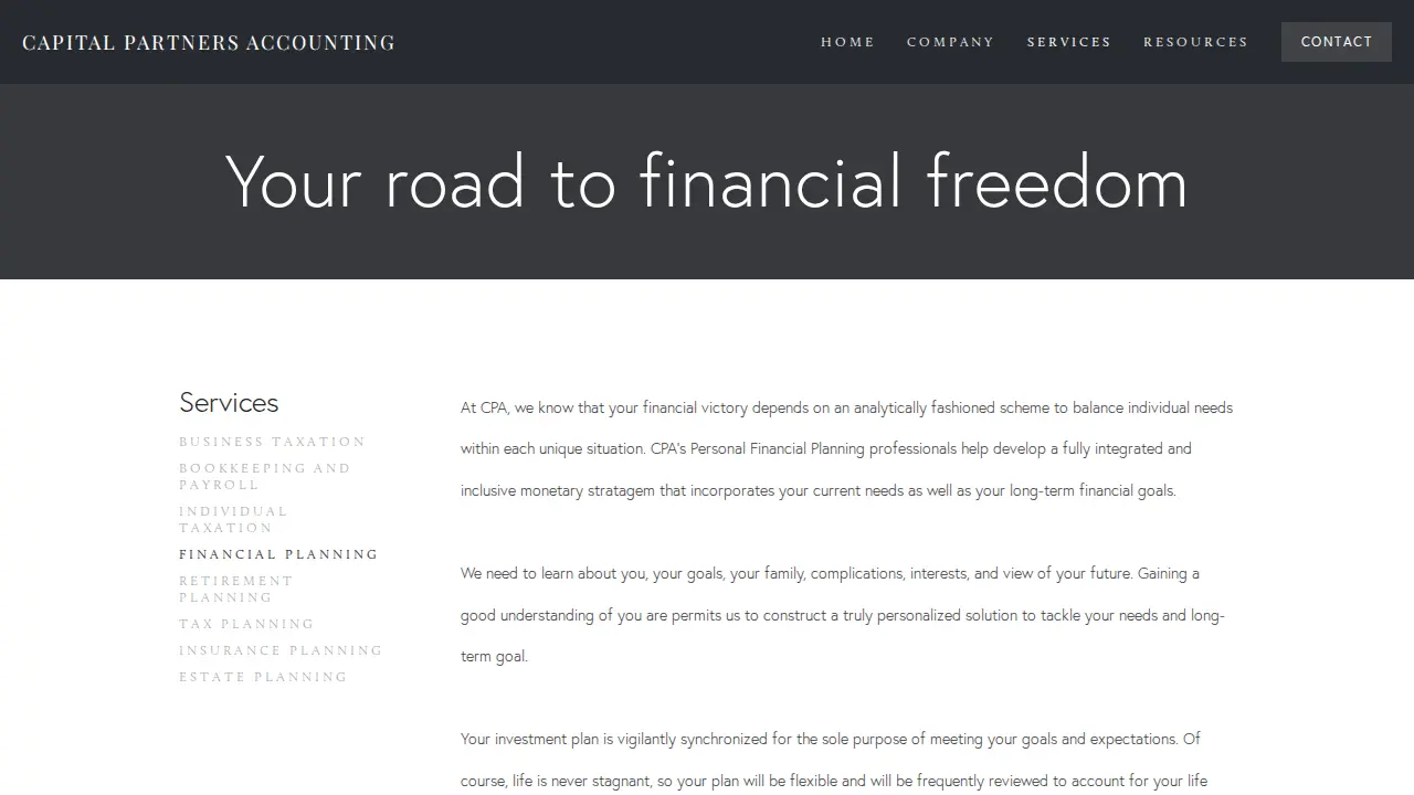 Capital Partners Accounting page