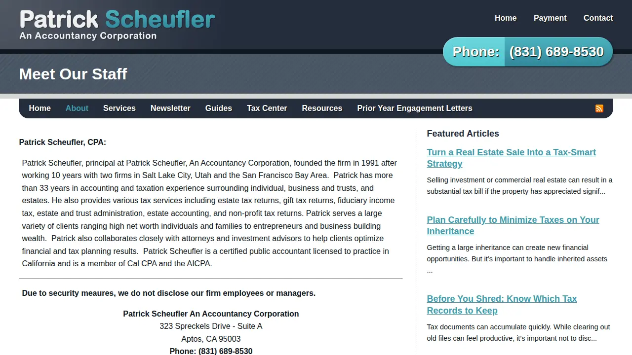 Patrick Scheufler Accountancy page