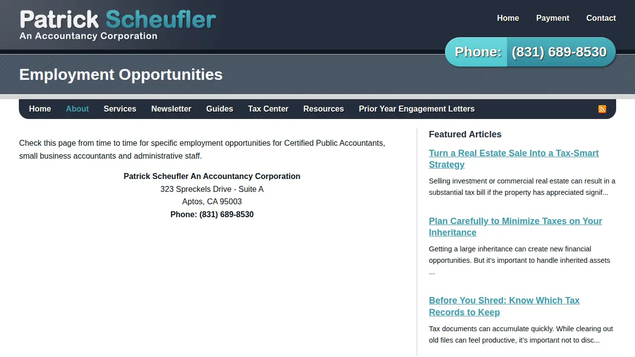 Patrick Scheufler Accountancy page