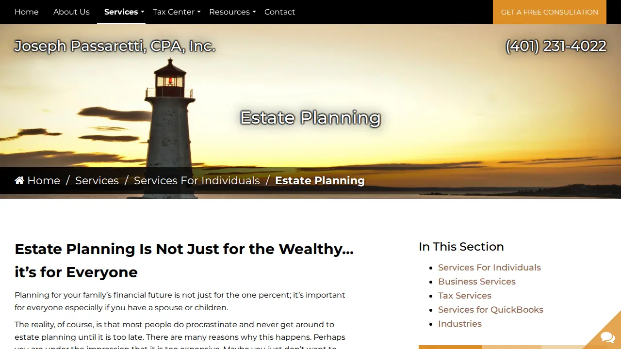 Joseph Passaretti CPA Inc page