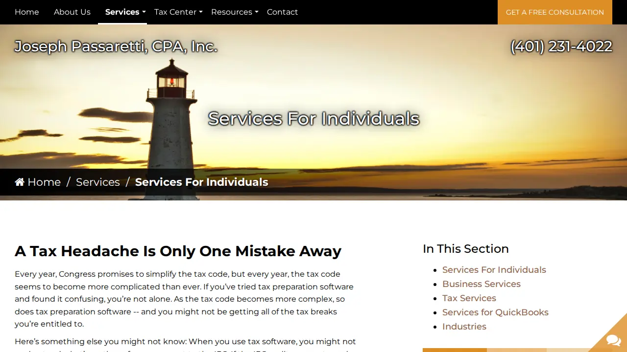 Joseph Passaretti CPA Inc page