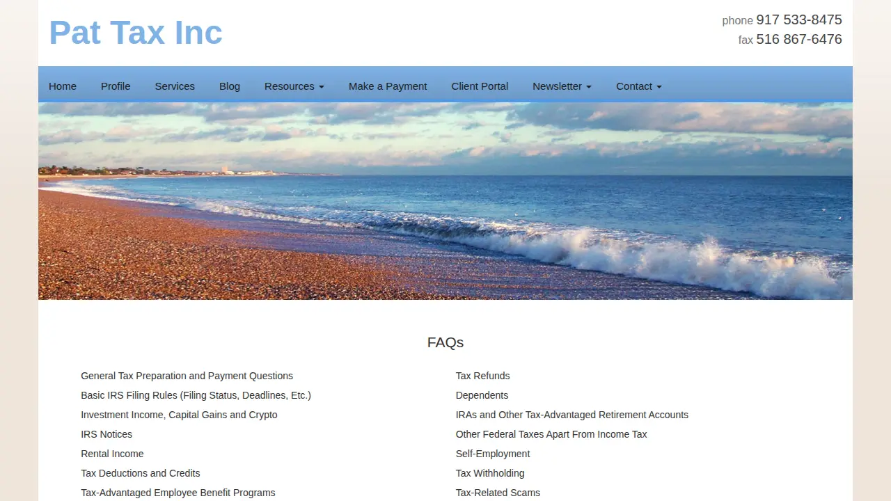 Pat Tax Inc page
