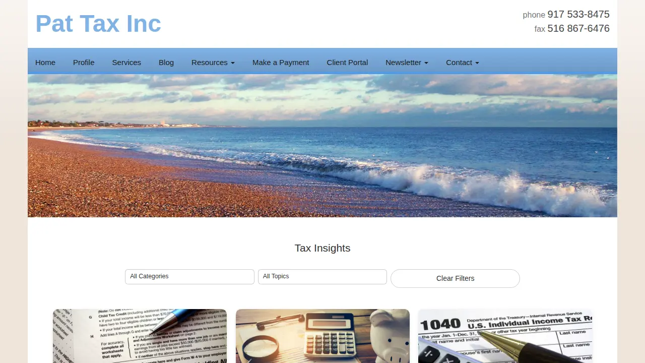 Pat Tax Inc page