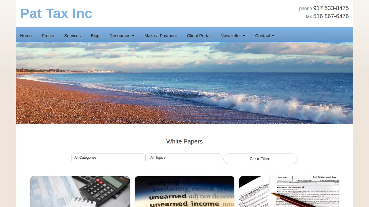 Pat Tax Inc page