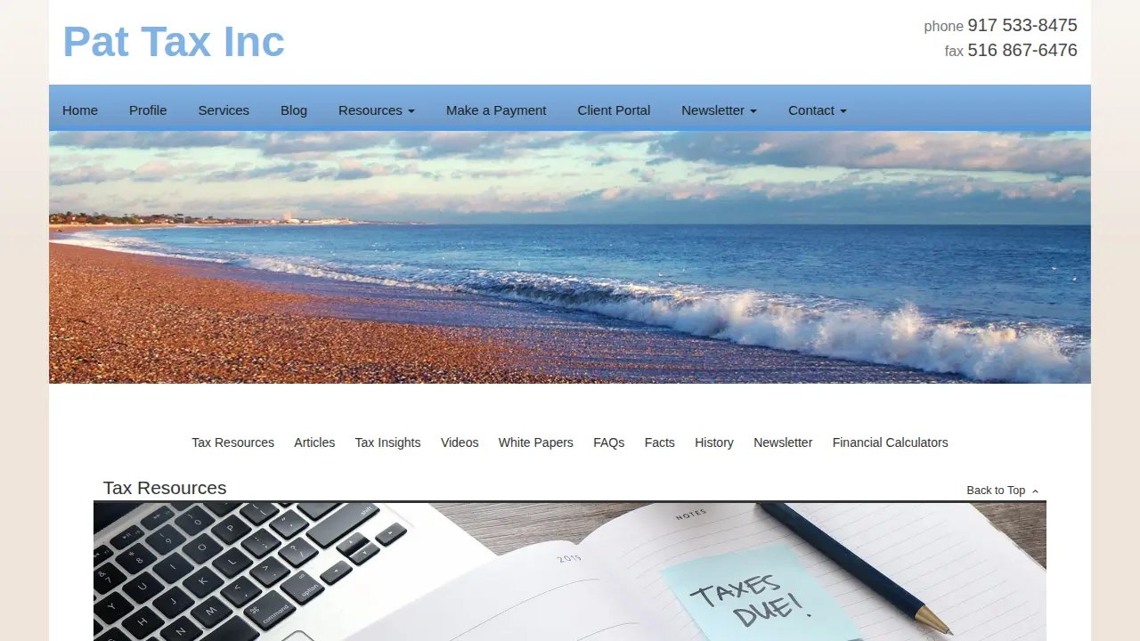Pat Tax Inc page