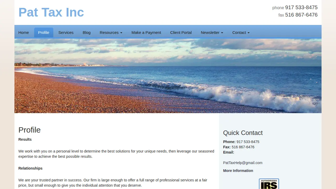 Pat Tax Inc page