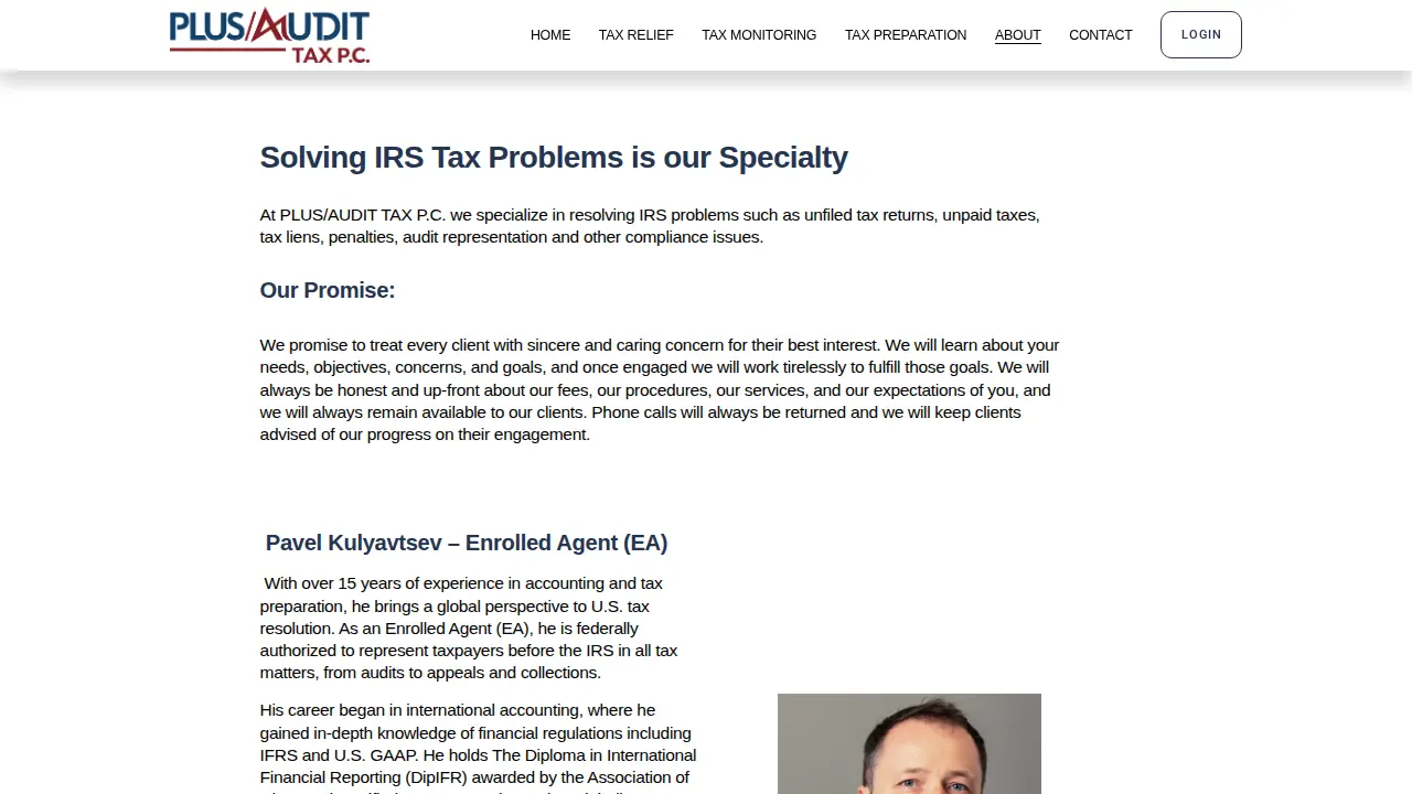 PLUS/AUDIT TAX P.C. page
