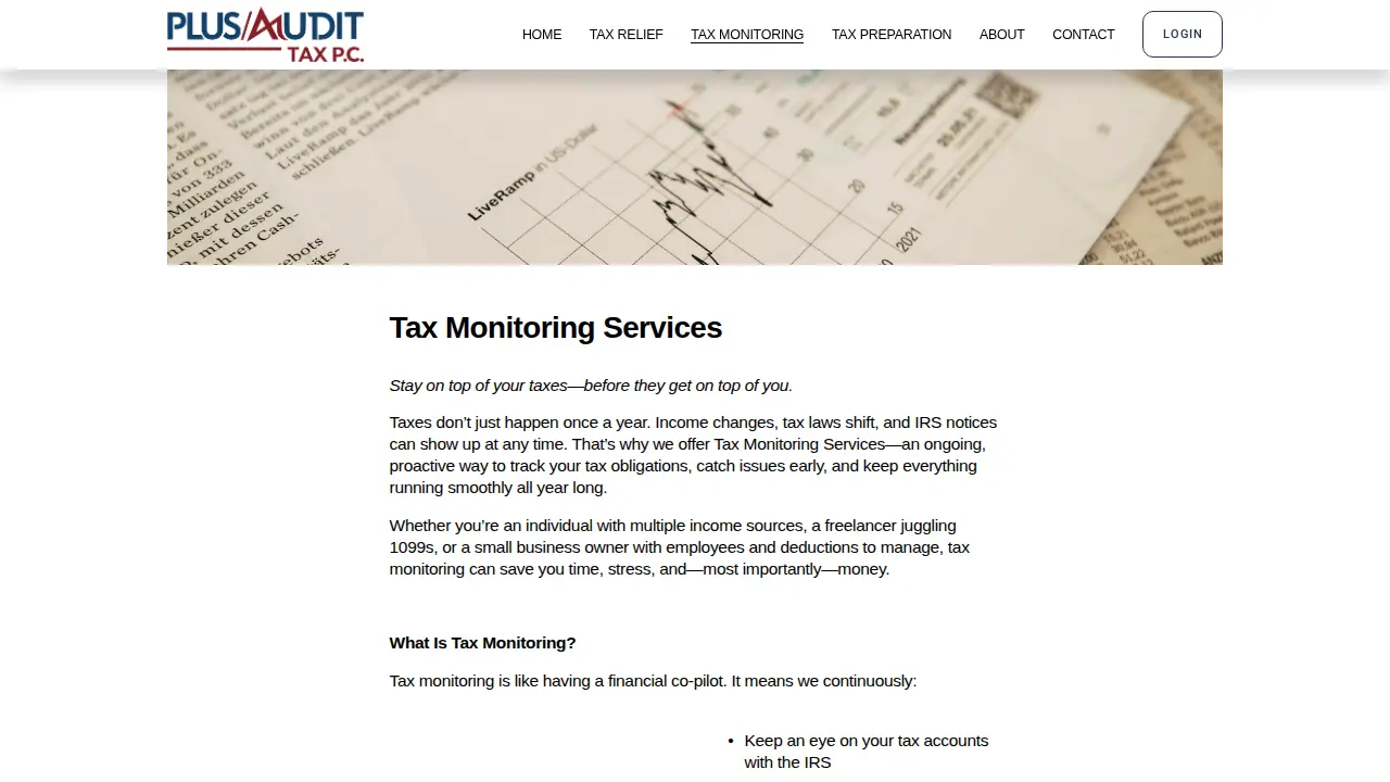 PLUS/AUDIT TAX P.C. page