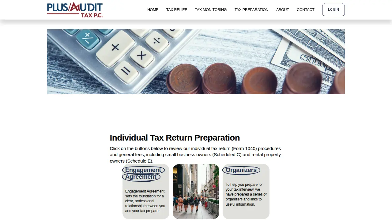 PLUS/AUDIT TAX P.C. page