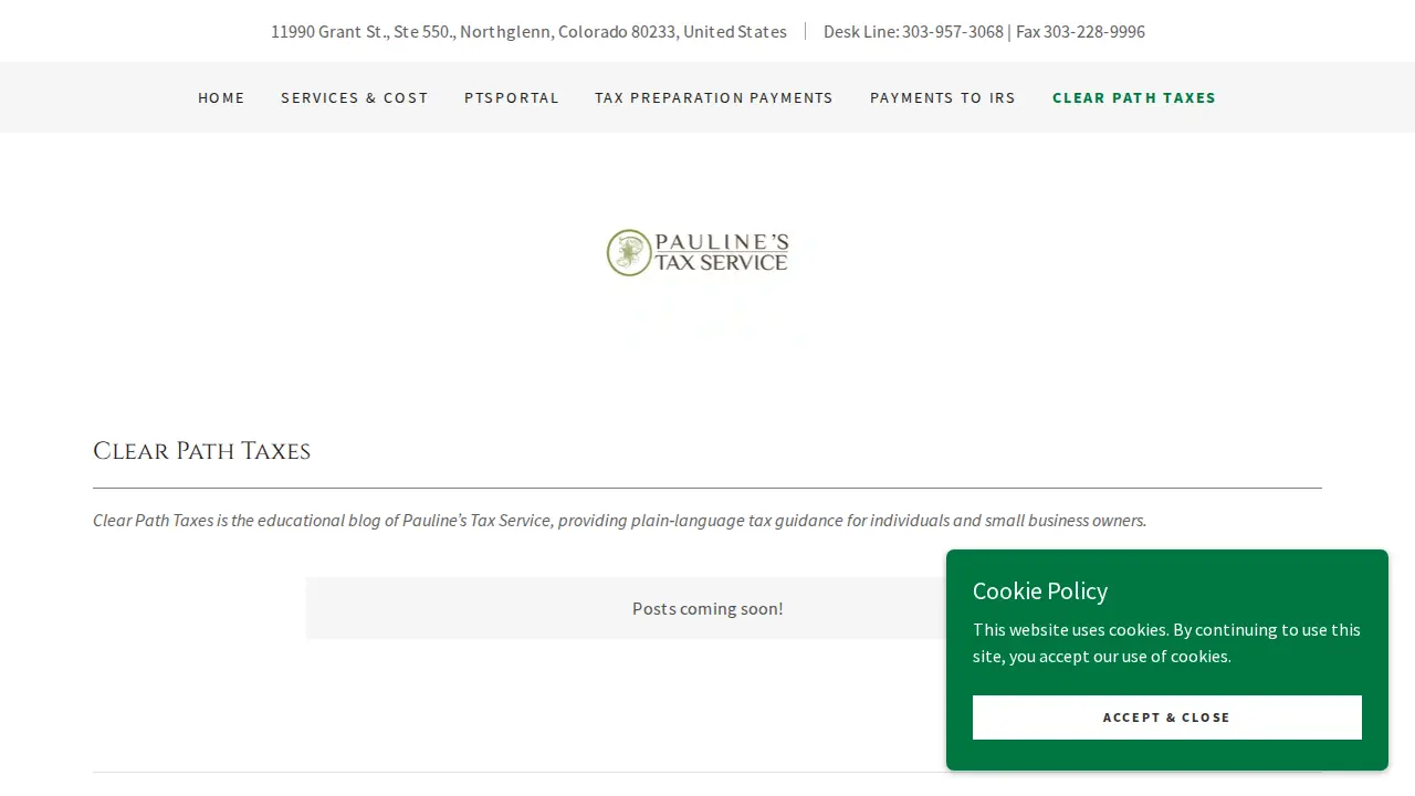 Pauline's Tax Service page