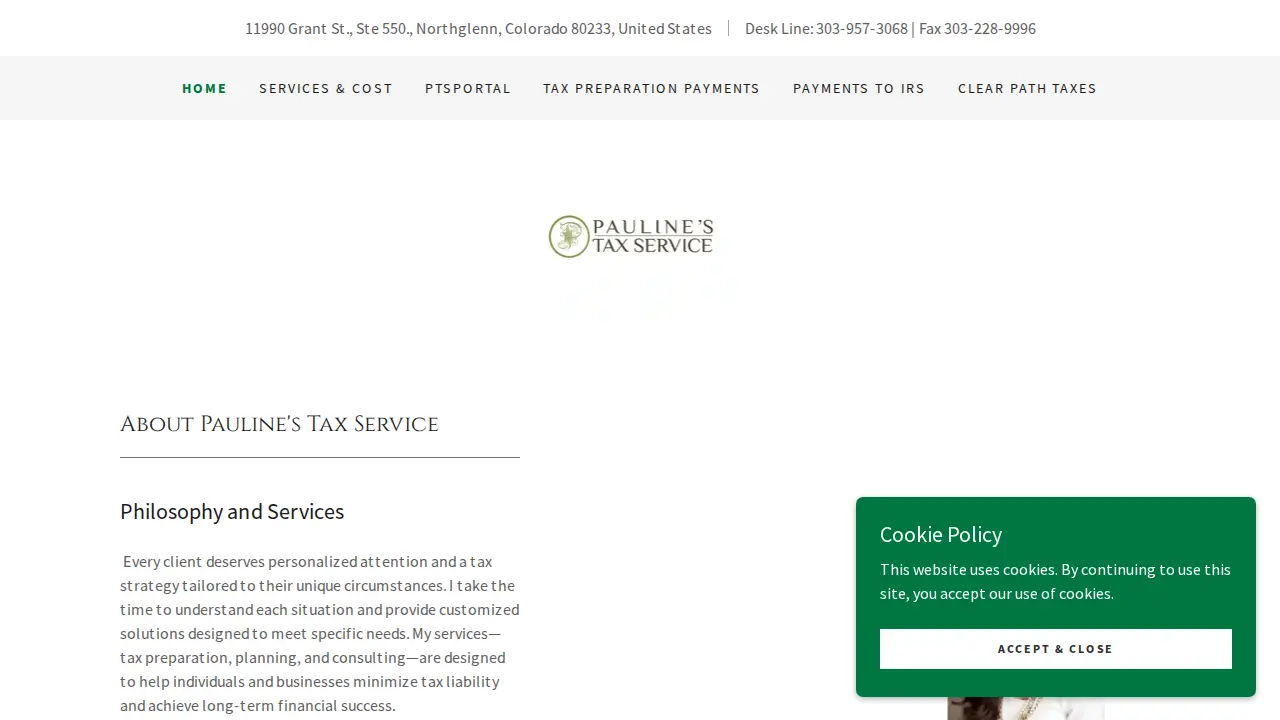 Pauline's Tax Service page