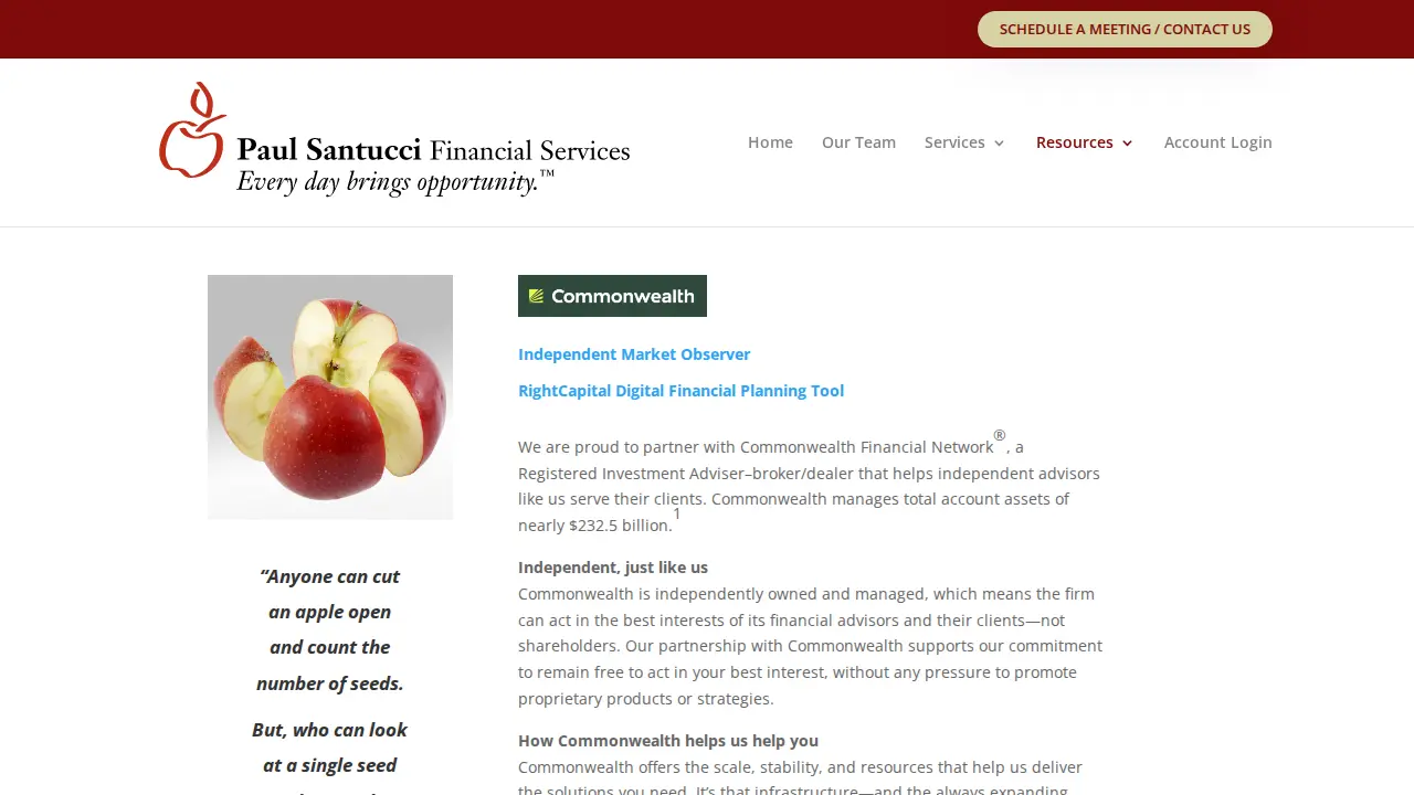 Paul Santucci Financial page