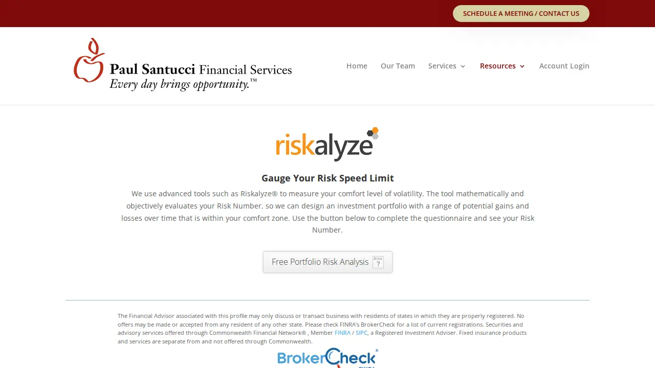 Paul Santucci Financial page